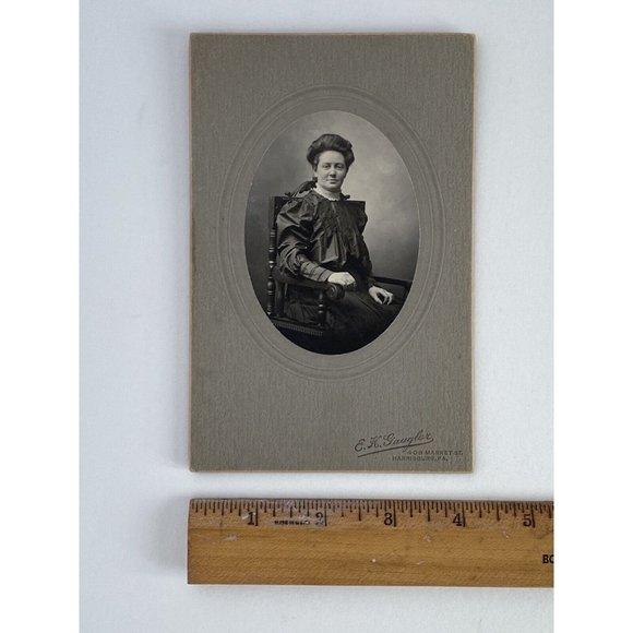 c1900 Cabinet Card Woman Oval Portrait Studio Photo E H Gaugler Harrisburg PA - Picture 6 of 6